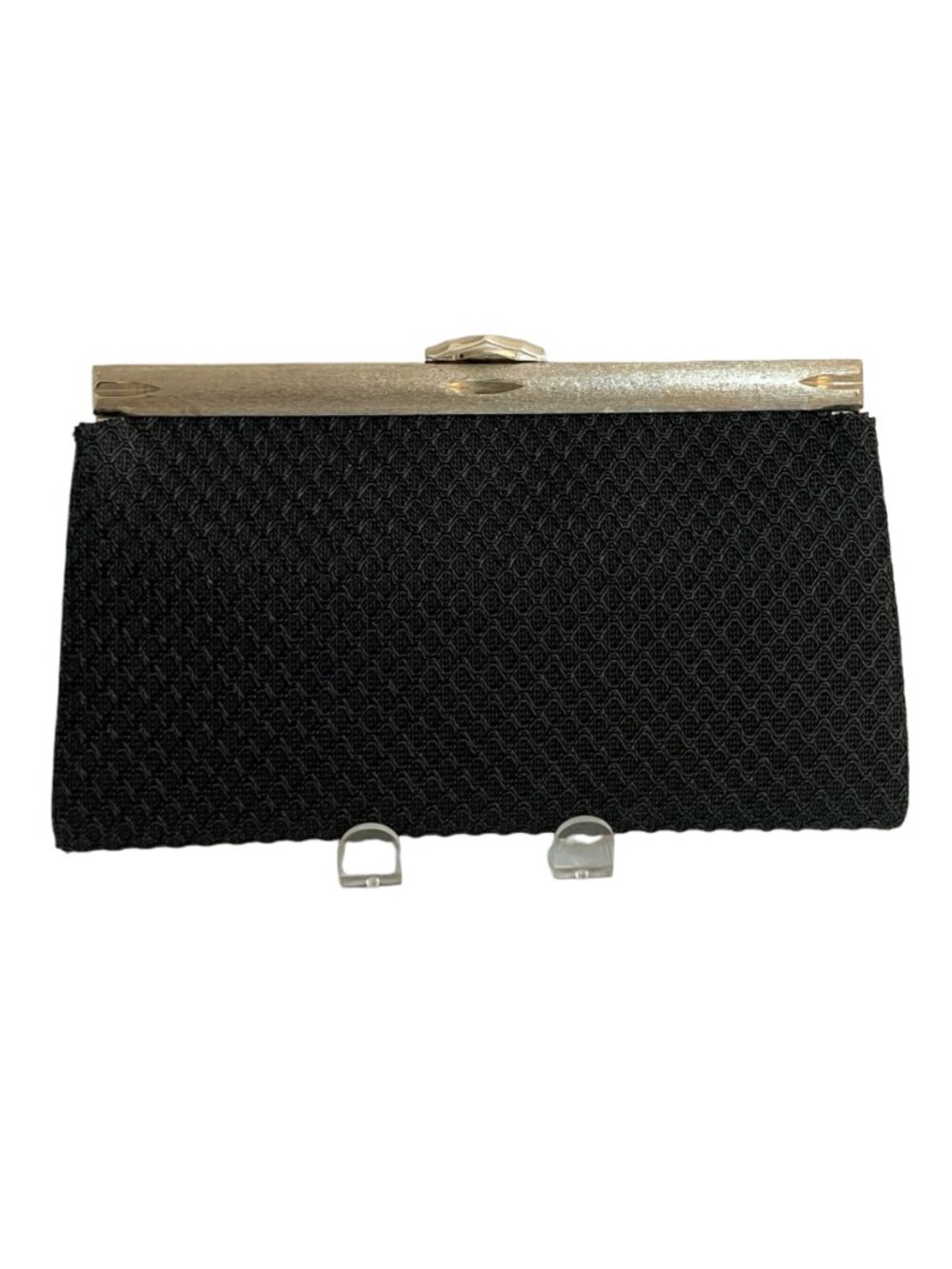 Vintage Ayfair of Canada Black Evening Clutch Purse Gold Tone Frame